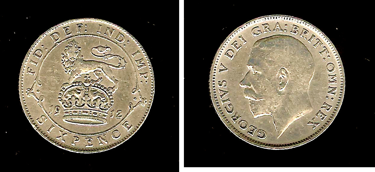 ROYAUME-UNI 6 Pence George V 1912 TTB
